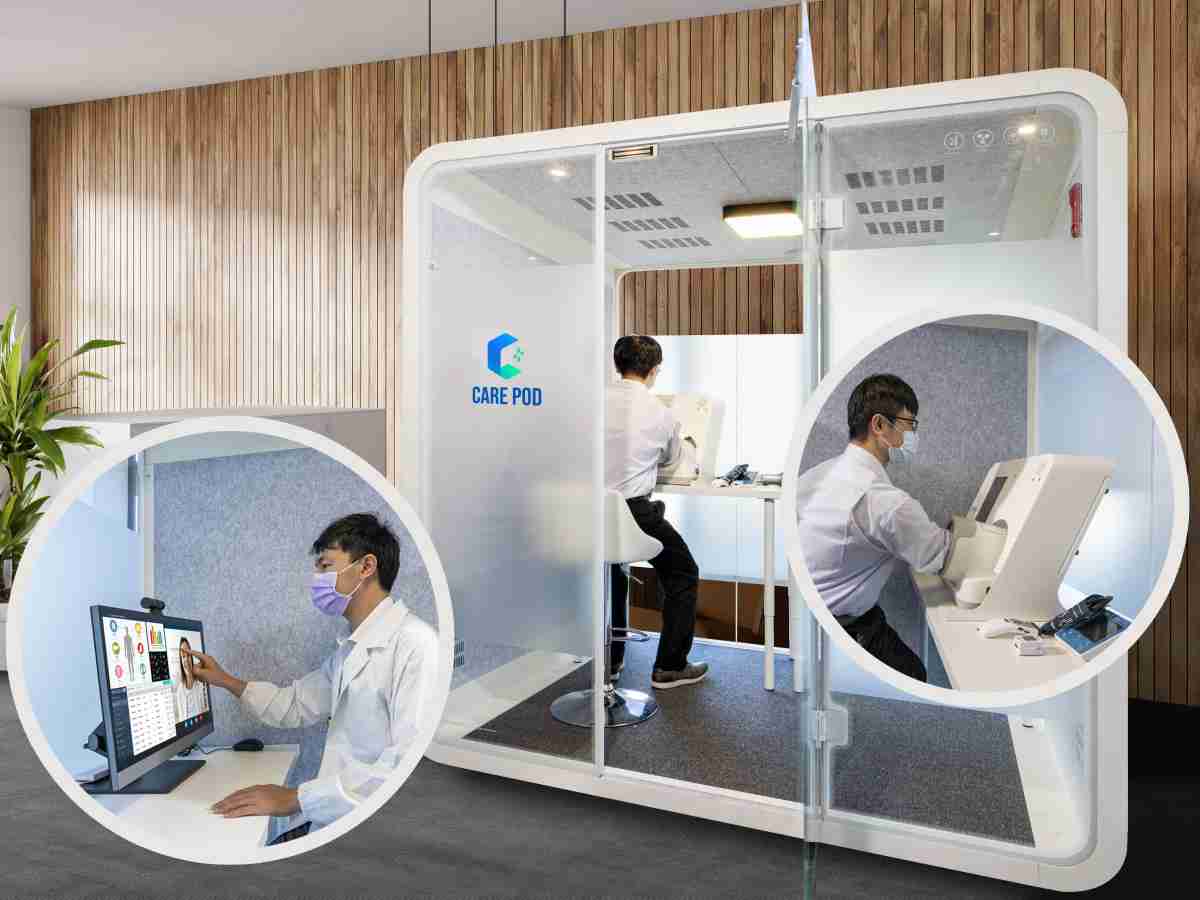 达擎于医疗科技展中展出＂远距诊疗舱＂，，，以因应医疗数字化及社会高龄化趋势下、、复诊及慢性病患等族群对于远距看诊需求逐渐升高所推出的创新整合方案。。多功能合一、、高隐私性的远距诊疗舱可根据病患端与医师端的不同需求，，，提供弹性化及客制化功能，，，，节省医生和病患的精力及时间